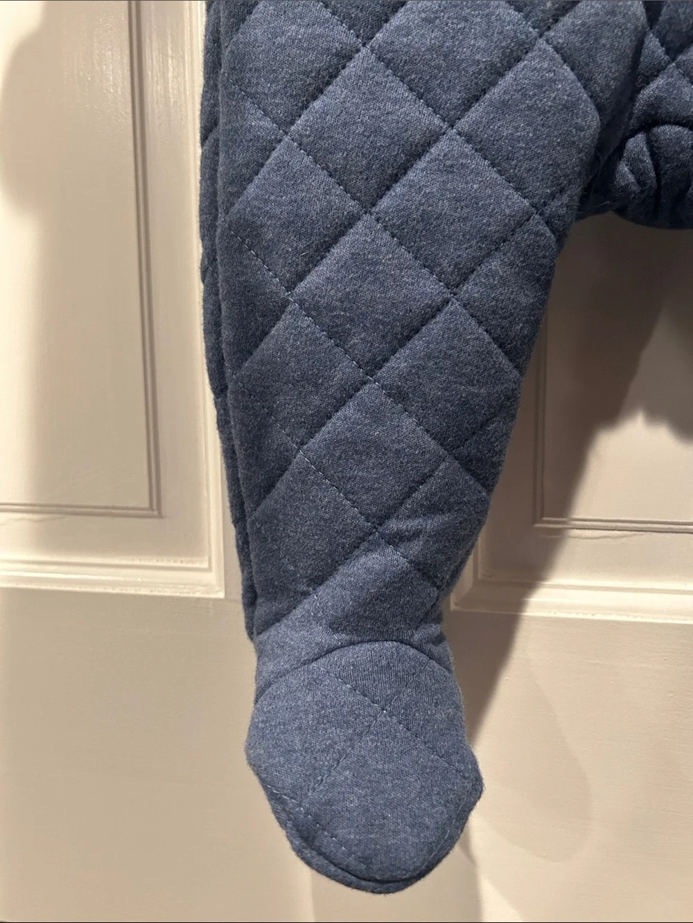 Little Me Quilted Hooded Heather Navy Baby One-Piece